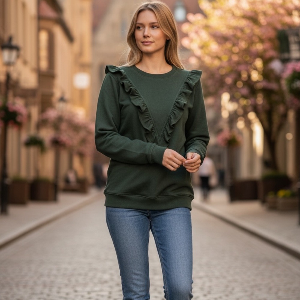 Elegant Green Ruffle Top‎